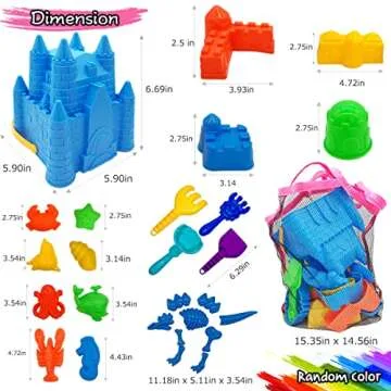 Beach Sand Toys for Kids, 27 pcs Beach Toys Castle Molds Sand Molds, Beach Bucket, Beach Shovel Tool Kit, Sandbox Toys for Toddlers, Beach Accessories Outdoor Indoor Play Gift 1 Bonus Mesh Bag