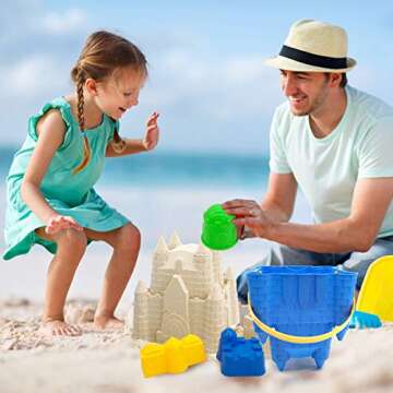 Beach Sand Toys for Kids, 27 pcs Beach Toys Castle Molds Sand Molds, Beach Bucket, Beach Shovel Tool Kit, Sandbox Toys for Toddlers, Beach Accessories Outdoor Indoor Play Gift 1 Bonus Mesh Bag