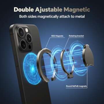 VNH Magnetic Phone Ring Holder for Phone Case, Cell Phone Grip Stand Finger Ring Kickstand with Adju...