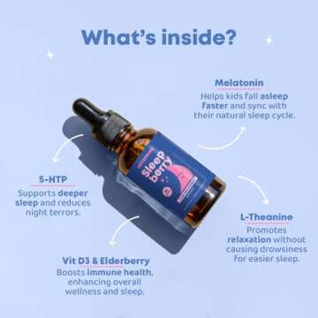 JoySpring Melatonin 1MG for Kids | 5HTP & L-Theanine – Sugar-Free Liquid Melatonin for Kids & Teens – Child-Friendly Sleep Supplement (1 fl oz)