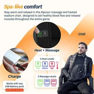 Alpcour Heated Massage Stadium Seat - Ultimate Comfort Outdoors