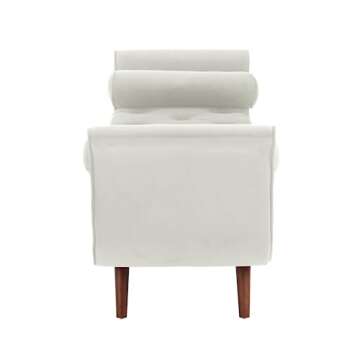 Hdxdkog End of Bed Storage Bench for Bedroom, 65" King Size Velvet Storage Bench with 2 Pillows, Upholstered Rolled Armed Button Tufted Sofa Ottoman Bench, Long Narrow Bench for Entryway (Begie)