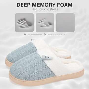 NineCiFun Women's Slippers Scuff Comfy Lightweight House Shoes Slip on Memory Foam Bedroom Slippers Indoor Outdoor Home Shoes with Soft Terry Lining（Blue，7-8）