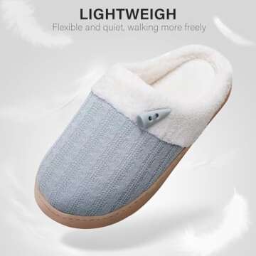 NineCiFun Women's Slippers Scuff Comfy Lightweight House Shoes Slip on Memory Foam Bedroom Slippers Indoor Outdoor Home Shoes with Soft Terry Lining（Blue，7-8）