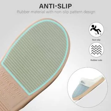 NineCiFun Women's Slippers Scuff Comfy Lightweight House Shoes Slip on Memory Foam Bedroom Slippers Indoor Outdoor Home Shoes with Soft Terry Lining（Blue，7-8）