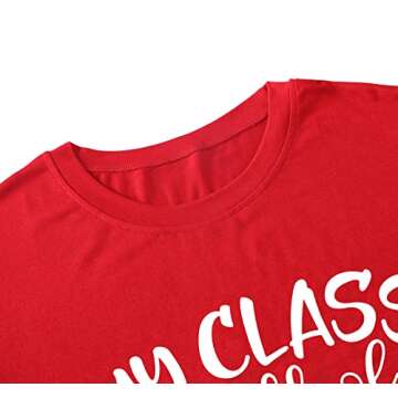 Valentine Teacher T-Shirts Women My Class is Full of Sweethearts Shirt Casual Loose Short Sleeve Tees Tops (Red, Medium)