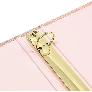 Paper Junkie Light Pink 3 Ring Binder with 1.5 Inch Rings, Decorative Linen File Folder with Gold Hardware for Office Supplies, Planner, Portfolio, 250 Sheet Capacity (11.5 x 10.5 in)
