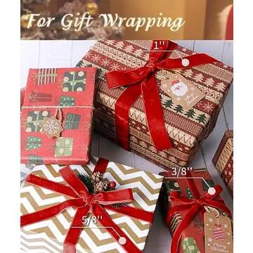 Red Velvet Ribbon 1'' 25 Yards for Christmas Tree, Gift Wrapping, Flower Bouquet, Wreath Decorations, Bow Making