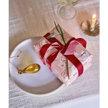 Red Velvet Ribbon 1'' 25 Yards for Christmas Tree, Gift Wrapping, Flower Bouquet, Wreath Decorations, Bow Making