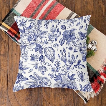 Elegant Chinoiserie Blue and White Pillow Covers Set