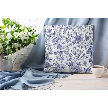Elegant Chinoiserie Blue and White Pillow Covers Set