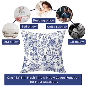 Elegant Chinoiserie Blue and White Pillow Covers Set