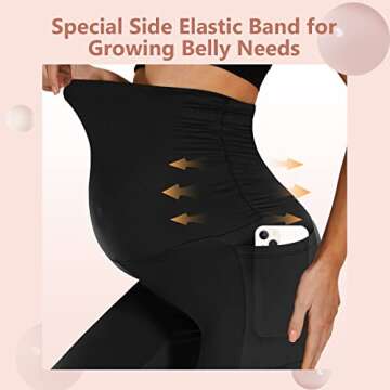 HIGHDAYS Women’s Maternity Workout Leggings Over The Belly Pregnancy Stretch Yoga Active Pants wit...
