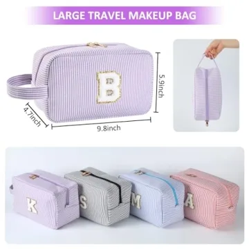 Huifen Personalized Initial Makeup Bag for Women