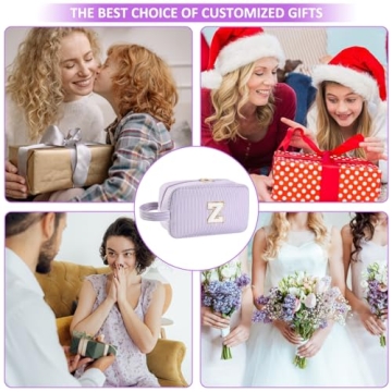 Huifen Personalized Initial Makeup Bag for Women