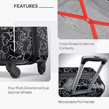 American Tourister Disney Hardside Luggage with Spinner Wheels, Mickey Mouse Scribbler Multi-Face, 2-Piece Set (21/28)