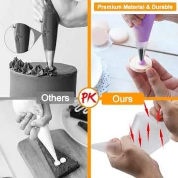 firstake Piping Bags and Tips Set - 100pcs Disposable Piping Bags, 12 Inch Icing Bags, Thickened Pastry Bags, Anti Burst Frosting Bags, Non-slip Cake Decorating Bags for Baking Cupcake and Cookies