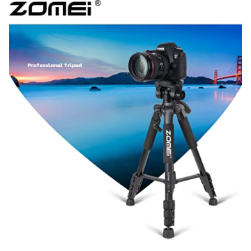 ZOMEI 65” Camera Tripod Compact Light Weight Travel Aluminum Camera/Phone Tripod for Canon Nikon with 2PC Quick Plates and Universal Phone Mount 11 lbs Load (Black)
