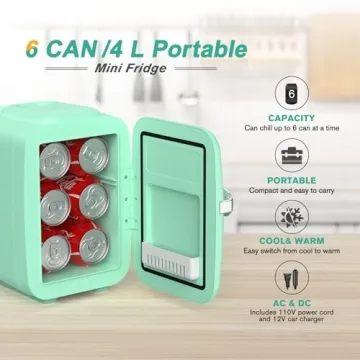 CROWNFUL Mini Fridge Portable Cooler Warmer for Skincare Drinks