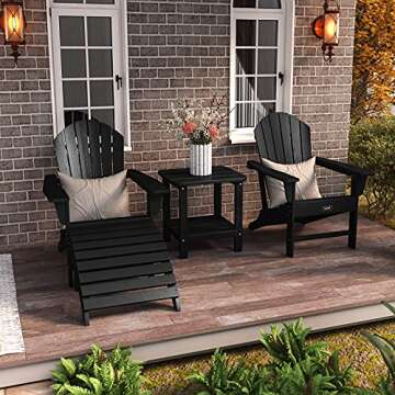 SERWALL Adirondack Chair | Adult-Size, Weather Resistant for Patio Deck Garden, Backyard & Lawn Furn...