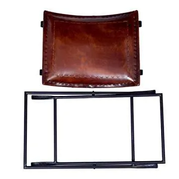 cuero Melton Leather Stool Side Stich Classical Side Stich Stool Bench (Brown)