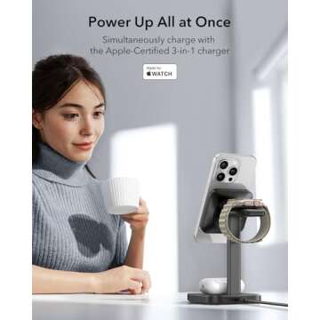 ESR 3 in 1 Wireless Charging Station: MagSafe & Apple Watch Charger, Portable & Sleek Design