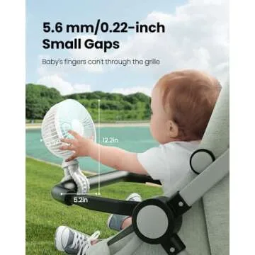 Gaiatop Oscillating Baby Stroller Fan, LED Night Light 4 Speeds Rechargeable 360° Rotate Clip On, Battery Operated Small Portable Cooling Fans for Car Seat Crib Treadmill Travel White