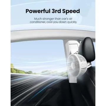 Gaiatop Oscillating Baby Stroller Fan, LED Night Light 4 Speeds Rechargeable 360° Rotate Clip On, Battery Operated Small Portable Cooling Fans for Car Seat Crib Treadmill Travel White