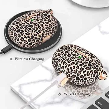 AIRSPO Case for Beats Studio Buds/Beats Studio Buds Plus Case Cover 2021/2023 Silicone Floral Printed Protective Beats Studio Buds Earbuds Headphones Case Cover Skin with Keychain (Khaki/Leopard)