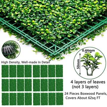 24 Pcs Boxwood Panels- 16"x24" Grass Wall Panel, Boxwood Hedge Wall Panels, Grass Wall Backdrop, UV ...