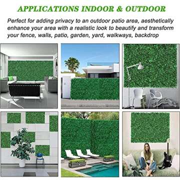 24 Pcs Boxwood Panels- 16"x24" Grass Wall Panel, Boxwood Hedge Wall Panels, Grass Wall Backdrop, UV Protected Privacy Hedge Screen for Indoor, Garden, Fence, Backyard and Outdoor Wedding Decor