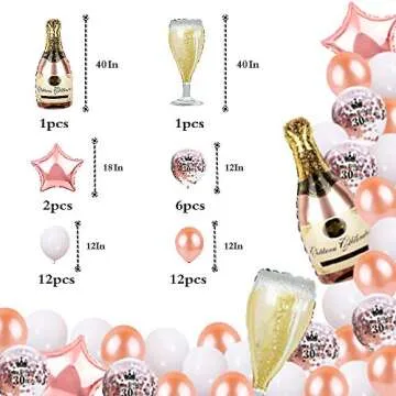 30th Birthday Party Decorations, Rose Gold Party Supplies with 30 Birthday Balloons, Happy Birthday Banner, Birthday Sash, Rose Gold Confetti Balloons, 30 Birthday Party Supplies for Women