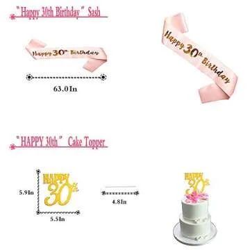 30th Birthday Party Decorations, Rose Gold Party Supplies with 30 Birthday Balloons, Happy Birthday Banner, Birthday Sash, Rose Gold Confetti Balloons, 30 Birthday Party Supplies for Women