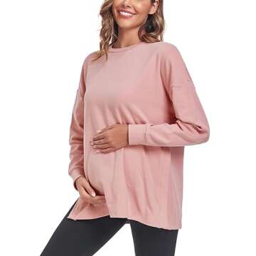Ecavus Women's Oversized Maternity Sweatshirt for Comfort and Nursing