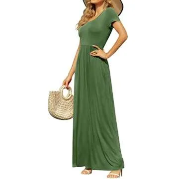 DB MOON Casual Maxi Dress with Pockets for Women