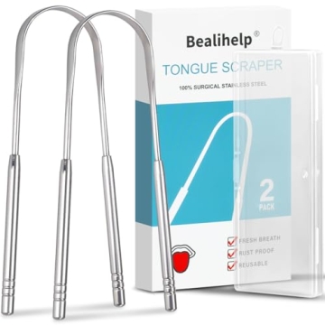 2 Pack Tongue Scraper, 100% Surgical 304 Stainless Steel Tongue Cleaner for Adults And Kids, Profess...