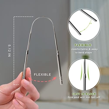 2 Pack Surgical Stainless Steel Tongue Scrapers for Fresh Breath