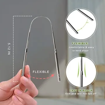 2 Pack Surgical Stainless Steel Tongue Scrapers for Fresh Breath