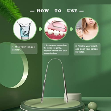 2 Pack Surgical Stainless Steel Tongue Scrapers for Fresh Breath