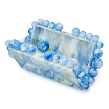 URAWOW Acrylic Evening Handbag Beads Bag for Women Graceful Shoulder Bag Satchel Marble Clutch Purses for Wedding Party 2023