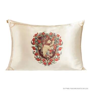 Kitsch x Harry Potter Gryffindor Satin Pillowcase with Zipper for Hair & Skin – Double-Sided, Soft...