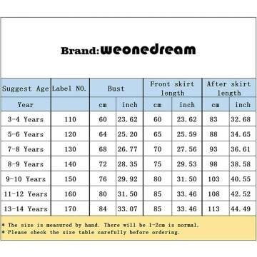 WEONEDREAM Girls Princess Dress for Parties 3-14