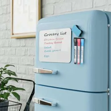 MaxGear Small Magnetic Dry Erase Board Sheet for Refrigerator, Fridge Whiteboard for Kitchen, 12" x 8" White Board Organizer and Planner with Stain Resistant Technology, Include 1 Eraser, 3 Markers