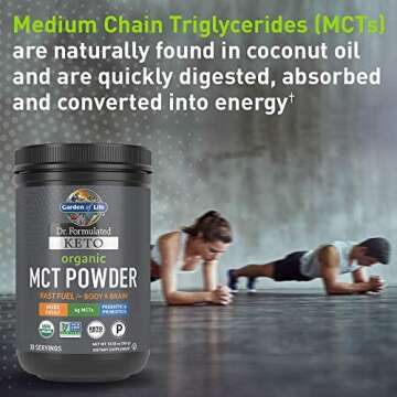Garden of Life Dr. Formulated Keto Organic MCT Powder - 30 Servings, 6g MCTs from Coconuts Plus Preb...