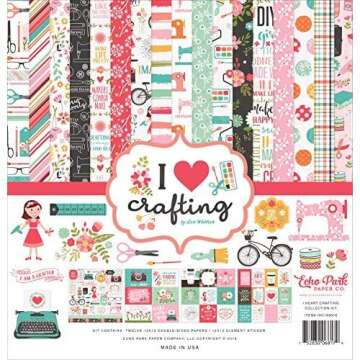 Echo Park I Heart Crafting Collection Kit - Vibrant 12x12 Paper