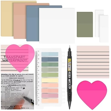 11 Pack Transparent Sticky Notes with Marker for Creative Note-Taking