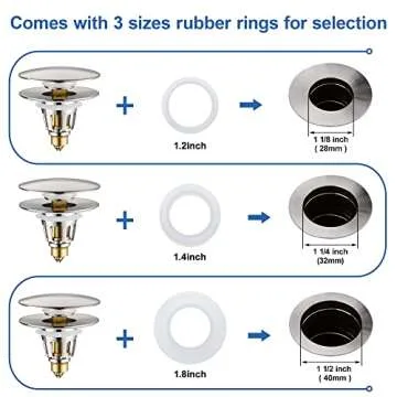 2-in-1 Universal Bathroom Sink Stopper - Brushed Nickel Pop Up Sink Drain Stopper, Brass Bounce Bullet Core Sink Stopper Replacement, Wash Basin Drain Filter Plug with Anti-Clogging Strainer