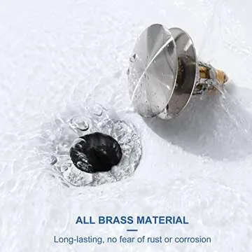 2-in-1 Universal Bathroom Sink Stopper - Brushed Nickel Pop Up Sink Drain Stopper, Brass Bounce Bullet Core Sink Stopper Replacement, Wash Basin Drain Filter Plug with Anti-Clogging Strainer