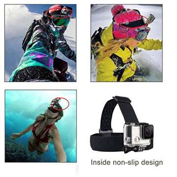 TEKCAM Action Camera Head Mount Strap for GoPro & More