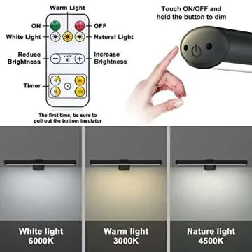Picture Lights for Paintings Rechargeable, Wall Art Light with Remote Wireless, Above Picture Light Dimmable with Timmer Portrait Farme Gallery Display Indoor 13in (Black)